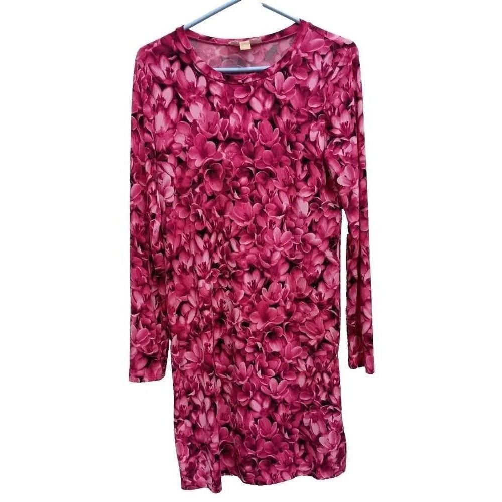 MICHAEL Michael Kors Dress Womens Medium Pink Floral Long Sleeve Shift Casual